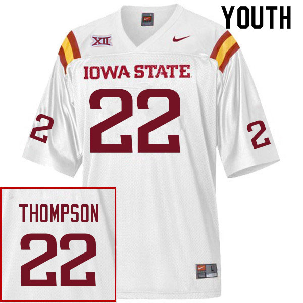 Youth #22 Blake Thompson Iowa State Cyclones College Football Jerseys Sale-White - Click Image to Close